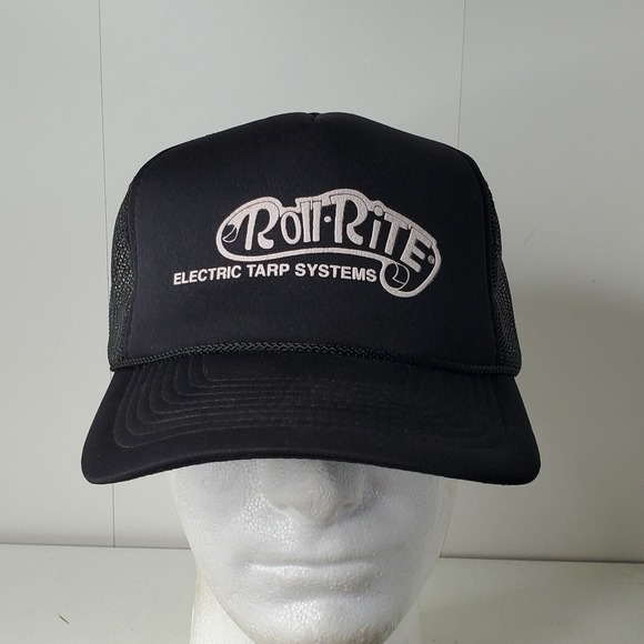 VTG Roll Rite Electric Tarp Systems Black Trucker Hat Semi Truck Snapback Cap - Picture 2 of 9